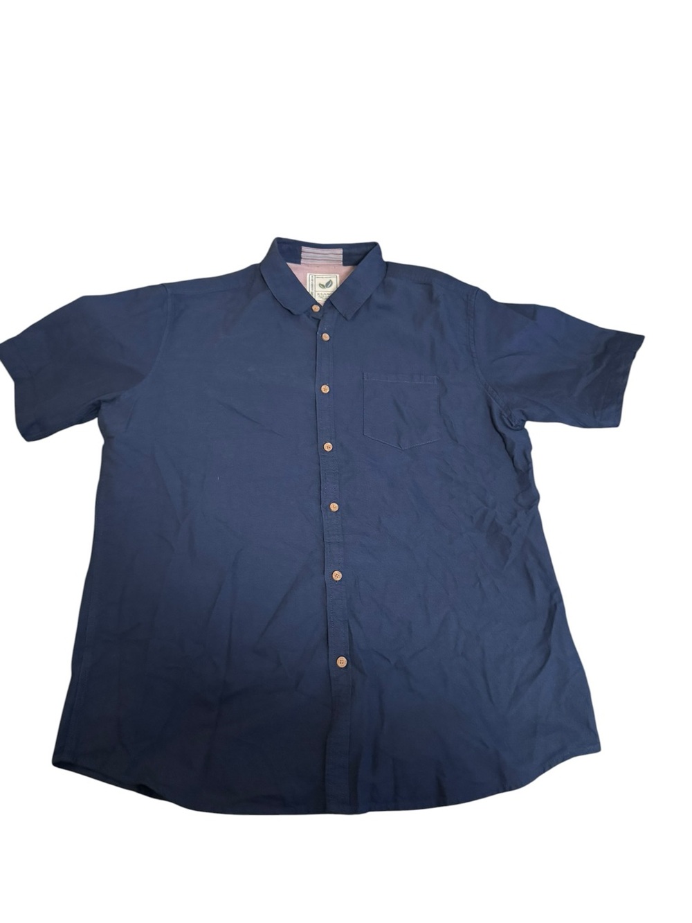 Alexander Julian 100% Cotton Navy Short-Sleeve Button-Down Shirt Size XL